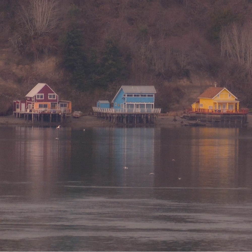 A 5x7 print of Cabins by the sound.